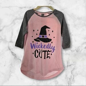 Instant Message Pink and Gray 'Wickedly Cute' Raglan Tee 3/4 Sleeve Sz 5T NWOT